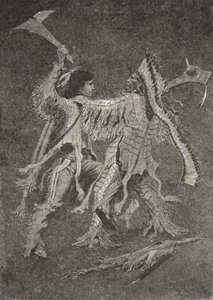Then Began the Greatest Battle, That the Sun Had Ever Looked On, from The Song of Hiawatha by Henry Wadsworth Longfellow, pub. by George G. Harrap and Company Ltd., 1911